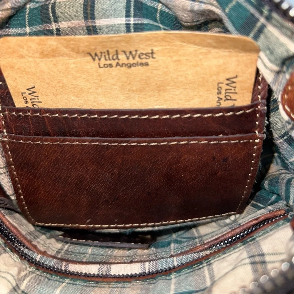 Wild West Classic Brown Leather Messenger Bag. Made in Losangeles